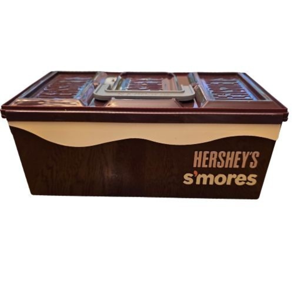 Hershey's S'mores Plastic Storage Caddy Brown Divided Snack Box Handle Bonfire